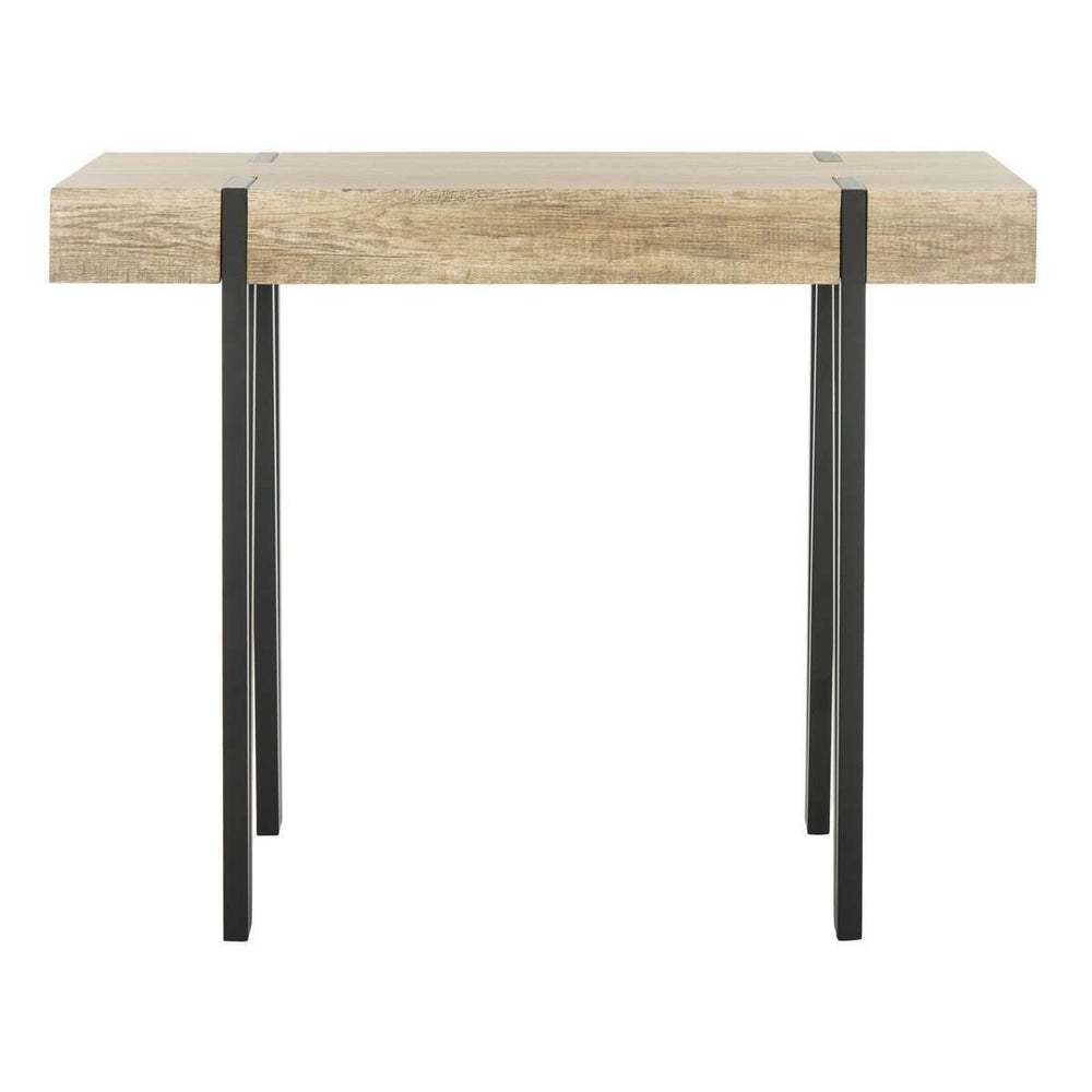 Alyssa Rustic Midcentury Console Table with Canyon Grey Wood Top and Stylish Black Hairpin Legs