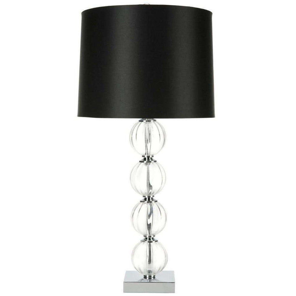 Amanda Lamp Crystal Glass Globe with Elegant Fluted Design and Luxurious Linen-Style Shade