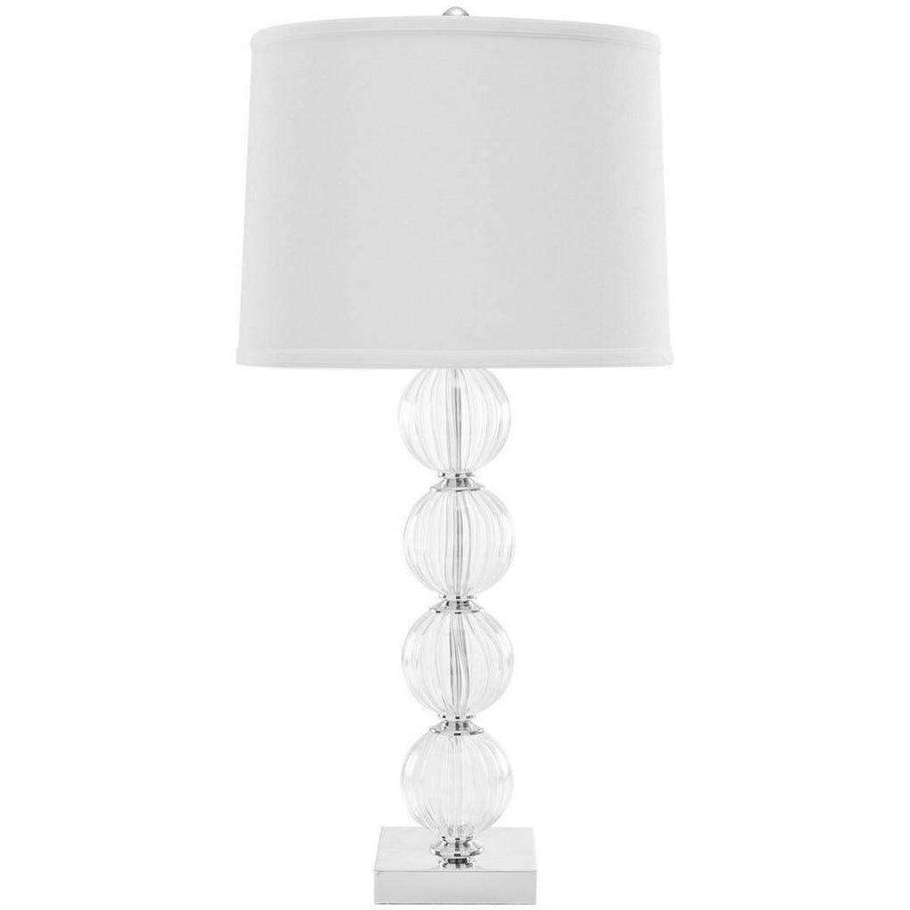 Amanda Lamp Crystal Glass Globe with Elegant Fluted Design and Luxurious Linen-Style Shade