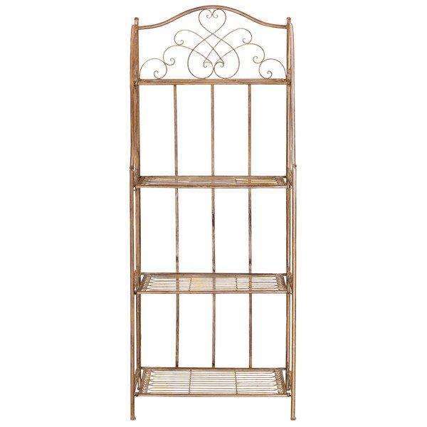 Amaris 4-Tier Outdoor Bakers Rack in Rusty Orange - Stylish Metal Storage for Garden & Patio