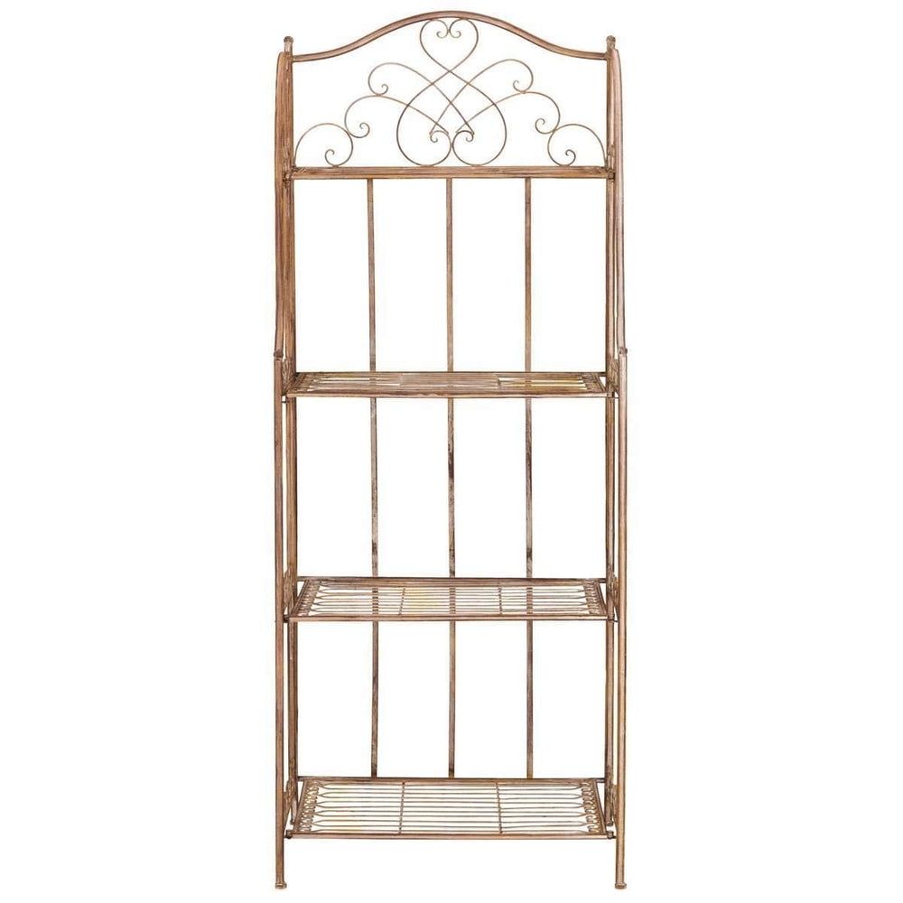 Amaris 4-Tier Outdoor Bakers Rack in Rusty Orange - Stylish Metal Storage for Garden & Patio