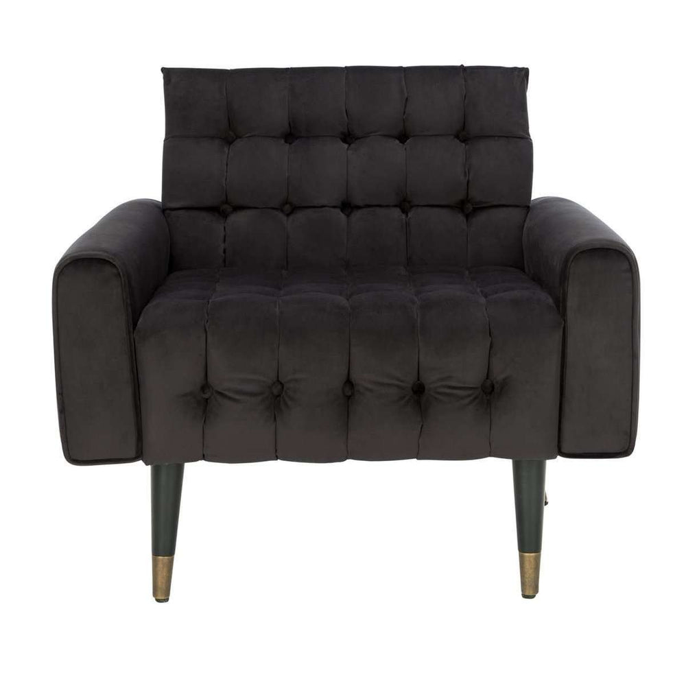 Amaris Tufted Accent Chair - Mid-Century Modern Design with Velvet Upholstery and Brass Accents