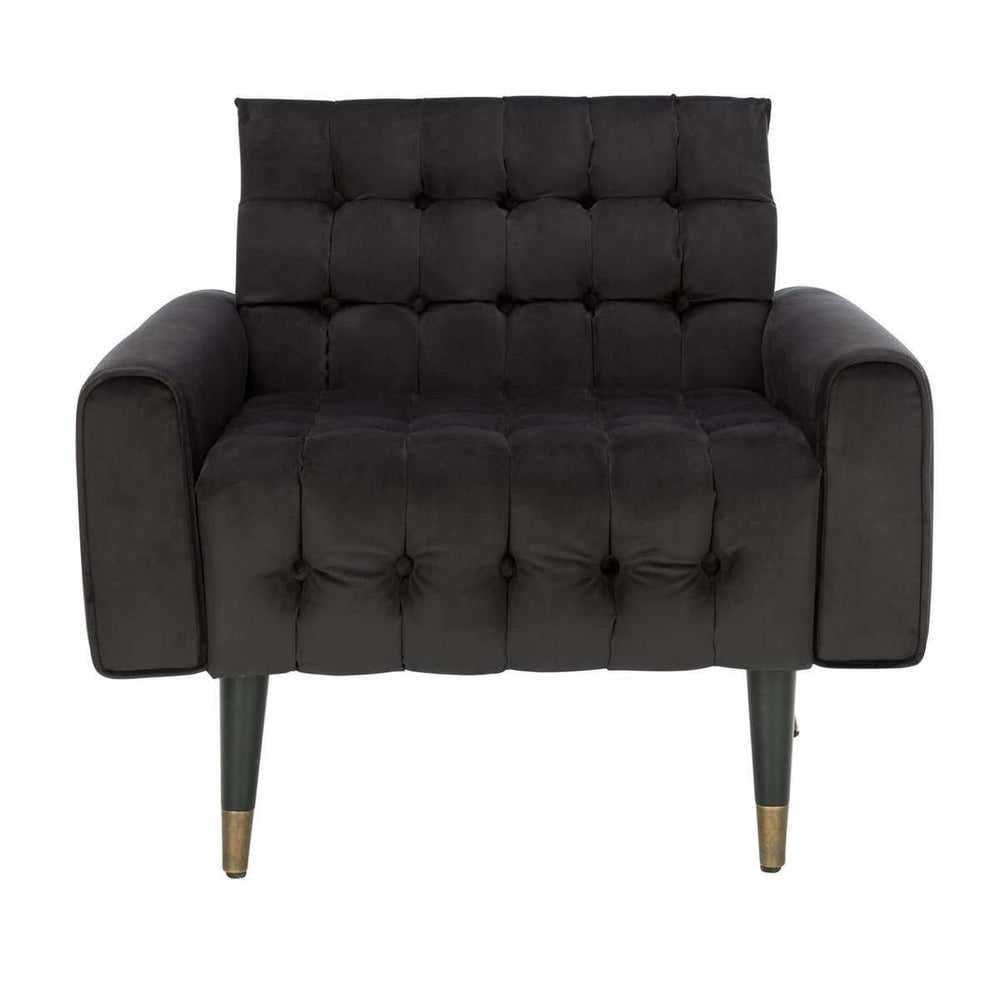 Amaris Tufted Accent Chair - Mid-Century Modern Design with Velvet Upholstery and Brass Accents