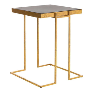 Amarylis Greek Key Side Table - Luxurious Black and Gold Metal Design for Contemporary Spaces