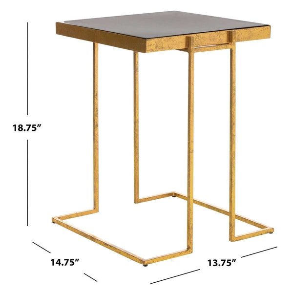 Amarylis Greek Key Side Table - Luxurious Black and Gold Metal Design for Contemporary Spaces