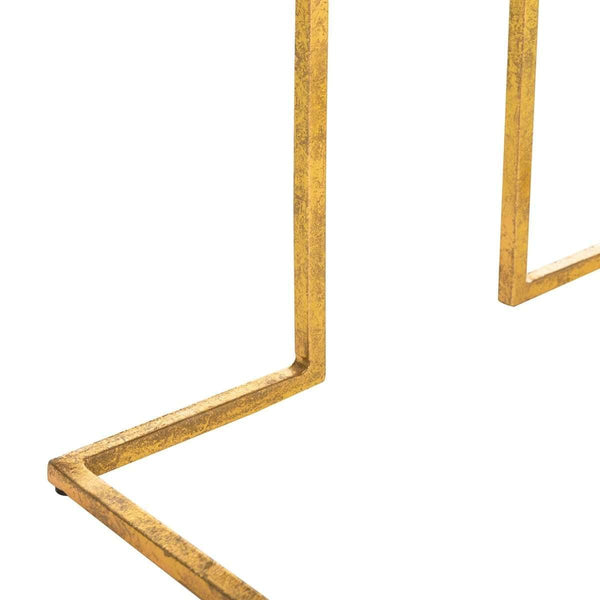 Amarylis Greek Key Side Table - Luxurious Black and Gold Metal Design for Contemporary Spaces