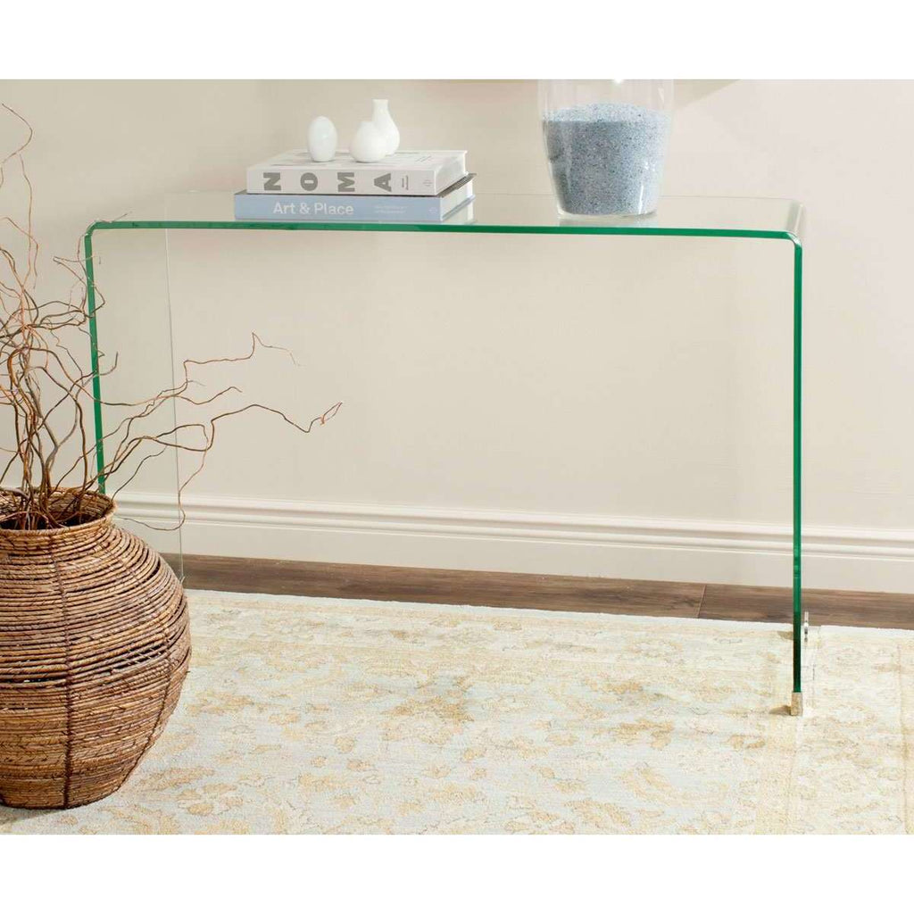 Ambler Console Table Clear Hot Bending Tempered Glass