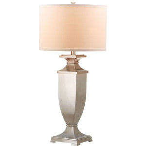 Ambler Table Lamp Set of 2 - Elegant 31.5" Nickel Finish with Off-White Cotton Shades for Style