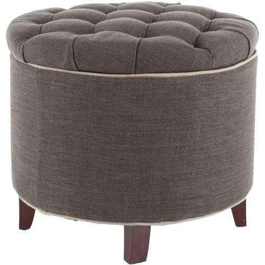 Amelia Tufted Storage Ottoman - Stylish and Functional Accent with Oak Legs for Any Living Space
