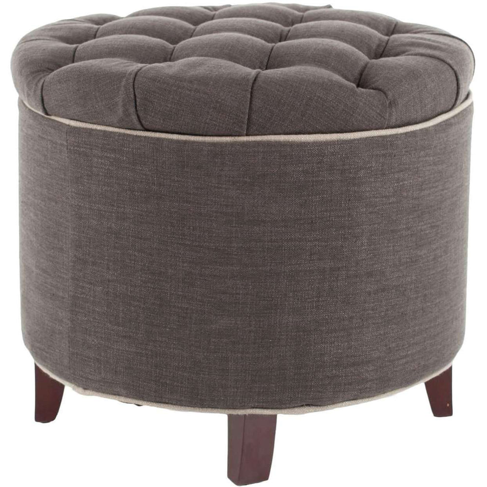 Amelia Tufted Storage Ottoman - Stylish and Functional Accent with Oak Legs for Any Living Space