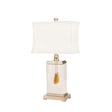 Amiliana Lamp Glazed Tassel 32" Cream Off White Silver Antique Gold Cotton Ceramic