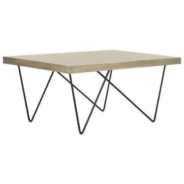 Amos Contemporary Coffee Table - Elegant Mid Century Design with Iron Legs and Light Oak Finish