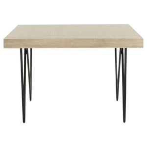 Amos Contemporary Coffee Table - Elegant Mid Century Design with Iron Legs and Light Oak Finish