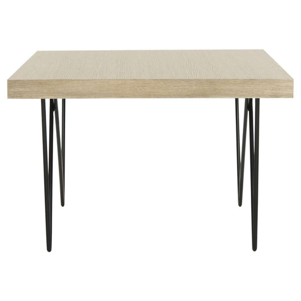 Amos Contemporary Coffee Table - Elegant Mid Century Design with Iron Legs and Light Oak Finish
