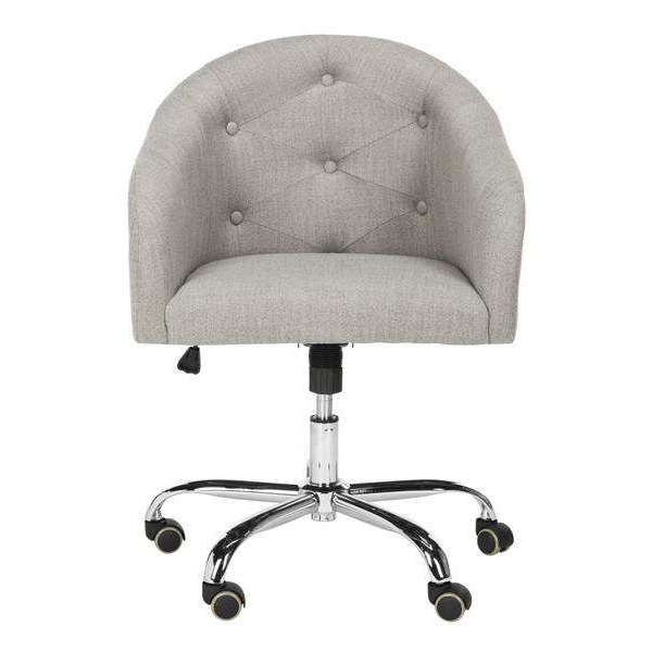 Amy Tufted Grey Swivel Office Chair with Chrome Legs - Stylish Comfort for Your Home Workspace