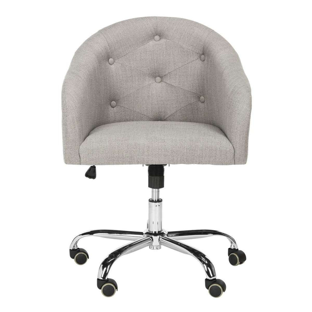 Amy Tufted Grey Swivel Office Chair with Chrome Legs - Stylish Comfort for Your Home Workspace