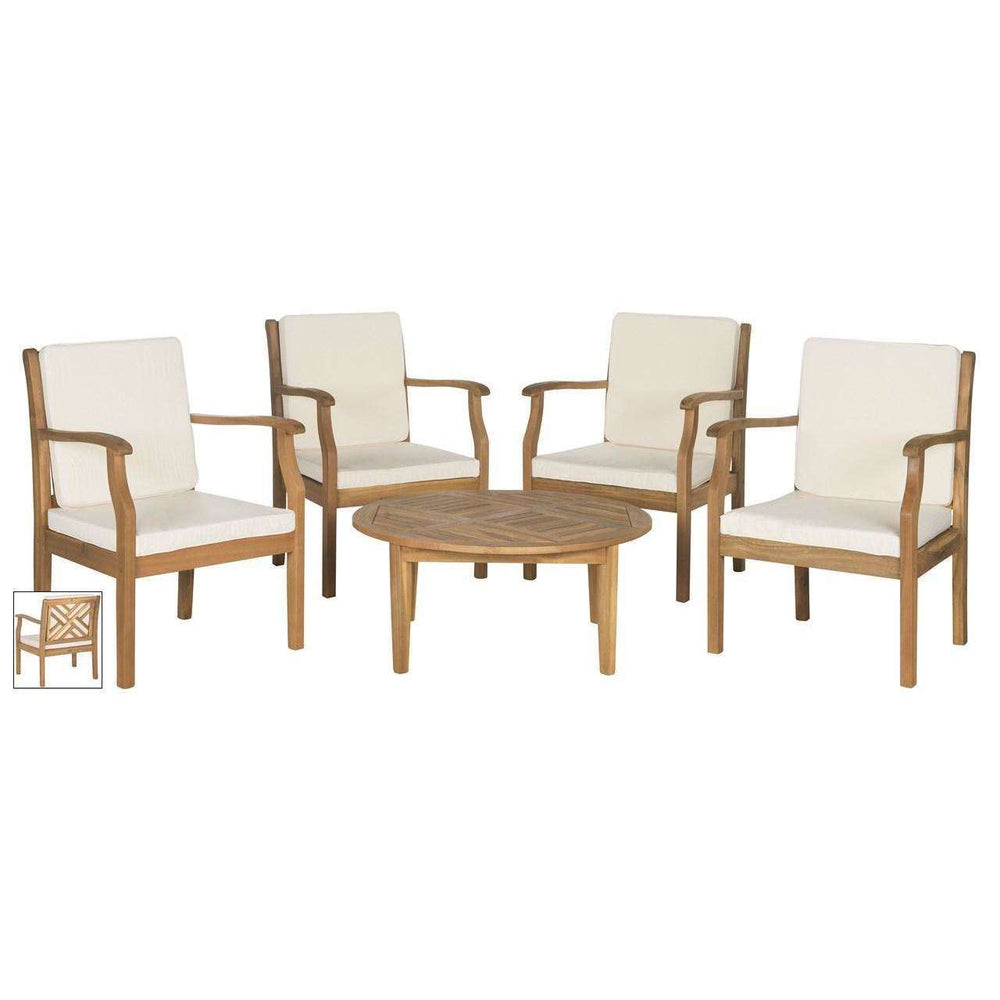 Anaheim 5-Piece Coffee Set – Stylish Acacia Wood Patio Furniture for Outdoor Relaxation and Comfort