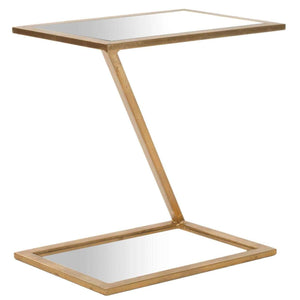 Andrea Accent Table with Elegant Mirrored Top and Gold-Finish Iron Base – Handcrafted Beauty