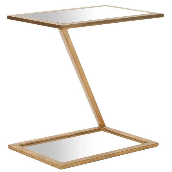 Andrea Accent Table with Elegant Mirrored Top and Gold-Finish Iron Base – Handcrafted Beauty