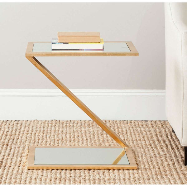 Andrea Accent Table with Elegant Mirrored Top and Gold-Finish Iron Base – Handcrafted Beauty
