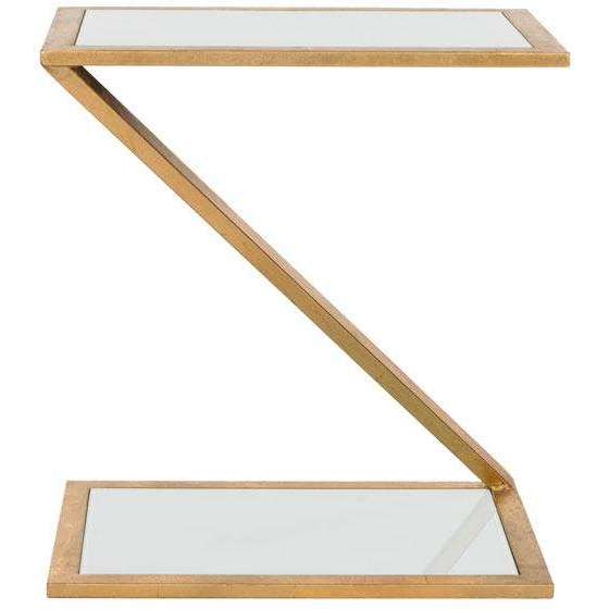 Andrea Accent Table with Elegant Mirrored Top and Gold-Finish Iron Base – Handcrafted Beauty