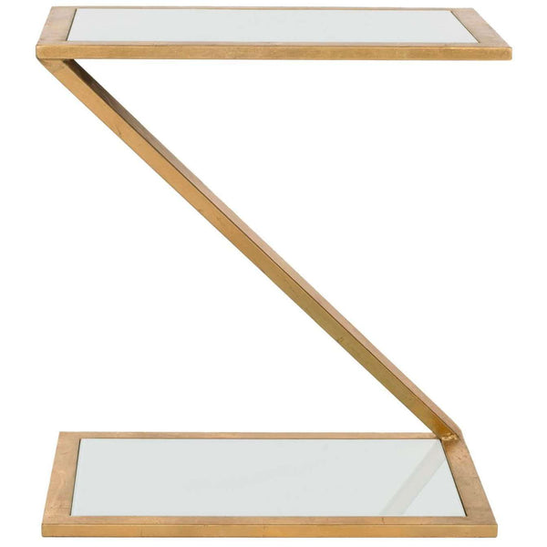 Andrea Accent Table with Elegant Mirrored Top and Gold-Finish Iron Base – Handcrafted Beauty