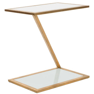 Andrea Accent Table with Elegant Mirrored Top and Gold-Finish Iron Base – Handcrafted Beauty