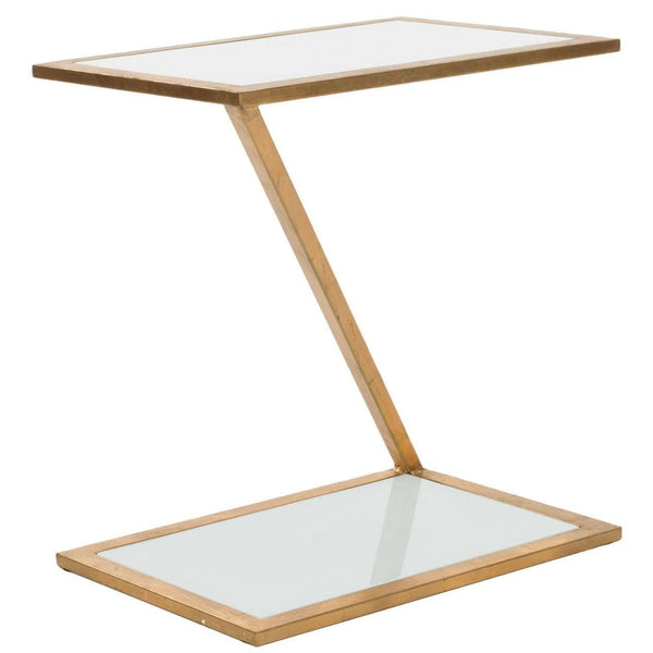 Andrea Accent Table with Elegant Mirrored Top and Gold-Finish Iron Base – Handcrafted Beauty