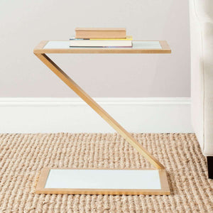 Andrea Accent Table with Elegant Mirrored Top and Gold-Finish Iron Base – Handcrafted Beauty