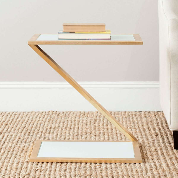 Andrea Accent Table with Elegant Mirrored Top and Gold-Finish Iron Base – Handcrafted Beauty