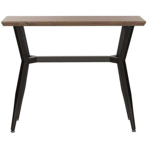 Andrew Rectangular Console Table - Midcentury Modern Brown Oak with Luxurious Curves & Metal Frame