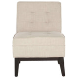 Angel Armless Club Chair Tufted Off White NC Coating Hardwood Plywood Birch Foam Linen Polyester