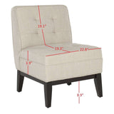 Angel Armless Club Chair Tufted Off White NC Coating Hardwood Plywood Birch Foam Linen Polyester