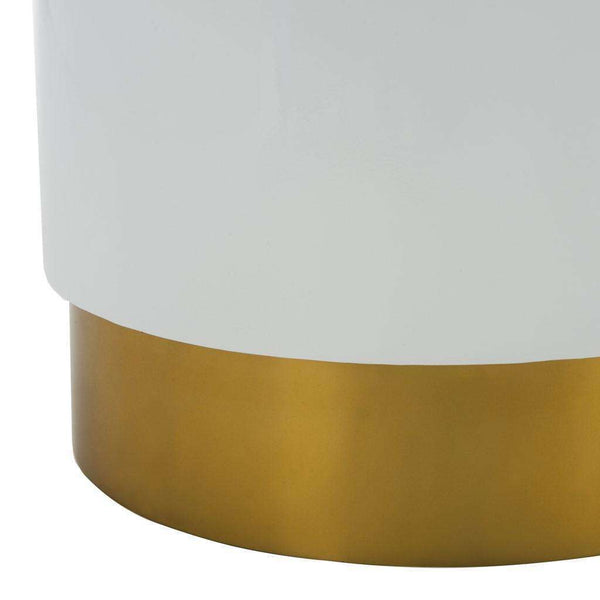 Angelo Round Side Table - Luxurious Gold Finish with Smooth White Surface, Modern Art Design 18"