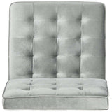 Ansel Accent Chair Modern Tufted Linen Chrome Light Grey Solid Plywood Foam Iron Polyester