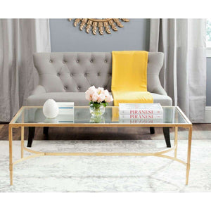 Antwan Coffee Table - Elegant Metal Artistry with Glass Top for Modern Living Room Décor and Style