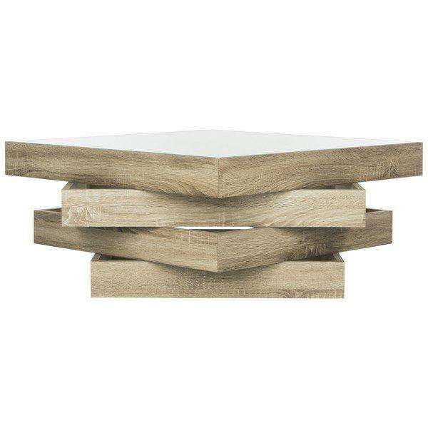 Anwen Mid Century Light Grey Coffee Table - Sculptural Geometric Design in Water-Based MDF Finish