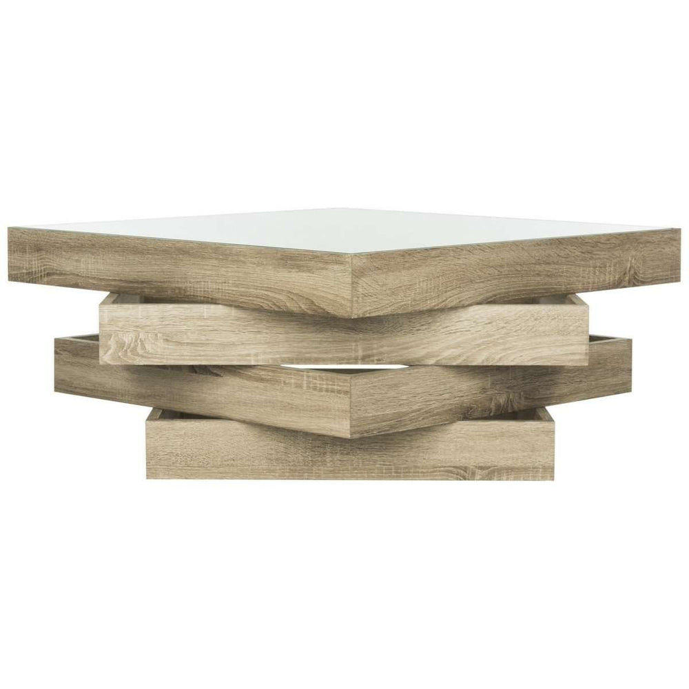 Anwen Mid Century Light Grey Coffee Table - Sculptural Geometric Design in Water-Based MDF Finish