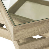 Anwen Coffee Table Mid Century Geometric Light Oak Wood Water Based Paint MDF