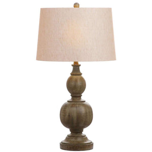 Araceli Table Lamp Set of 2 - 31.5" Brown & Gold Resin with Off-White Cotton Shade for Stylish Decor