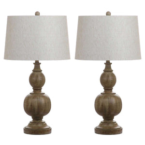 Araceli Table Lamp Set of 2 - 31.5" Brown & Gold Resin with Off-White Cotton Shade for Stylish Decor