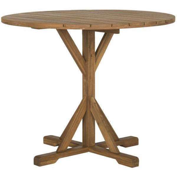 Arcata Contemporary Round Outdoor Table for Chic Gatherings, Durable Acacia Wood & Stylish Design