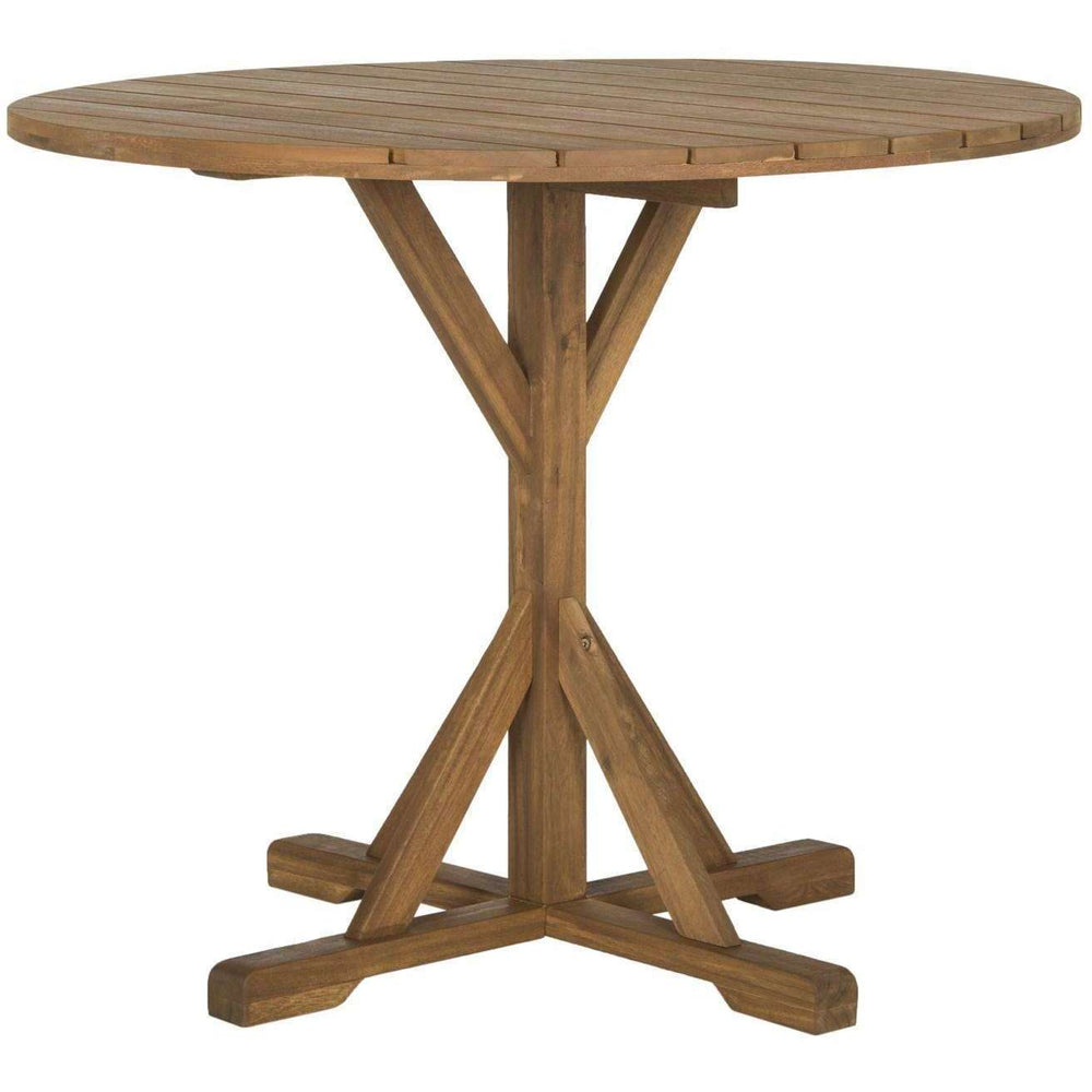 Arcata Contemporary Round Outdoor Table for Chic Gatherings, Durable Acacia Wood & Stylish Design
