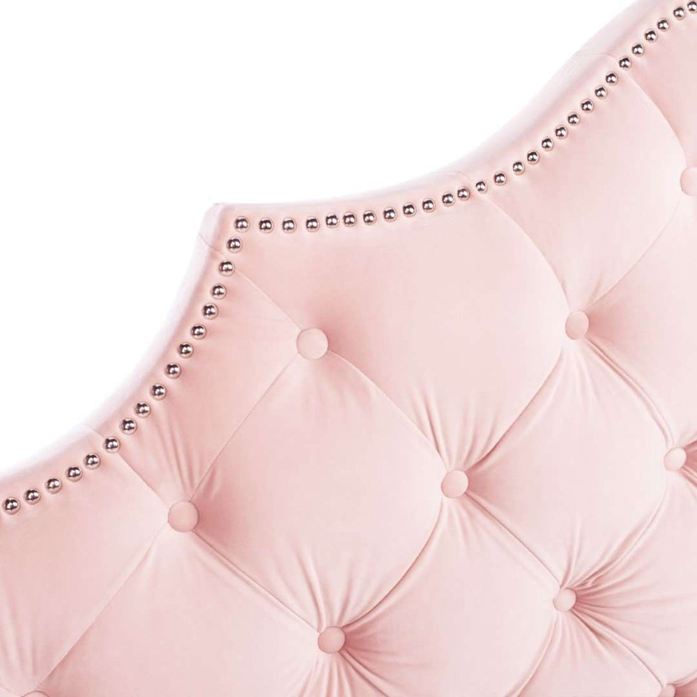 Arebelle Tufted Velvet Headboard in Blush Pink – Elegant Modern Design with Nailhead Trim