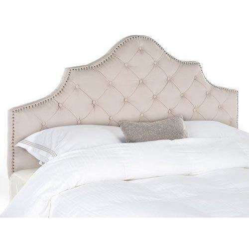 Arebelle Tufted Headboard: Elegantly Upholstered with Silver Nailhead Trim for Luxurious Bedrooms