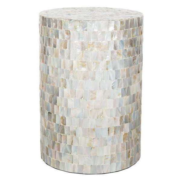 Ariel Square Mosaic Stool - Contemporary Multi Blue Faux Mother of Pearl Accent for Any Space