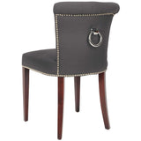 Arion Ring Chair 21''H Linen Nailheads Charcoal Cherry Mahogany Wood Birch Fiber Steel Poly - Set of 2