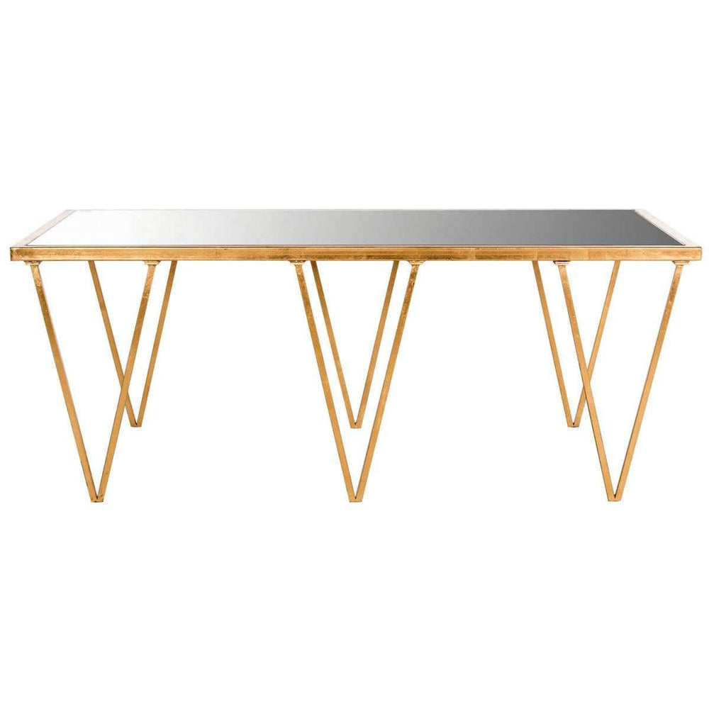 Arlene Vintage-Inspired Coffee Table with Antique Gold Finish and Mirror Top - Artisan Crafted Elegance