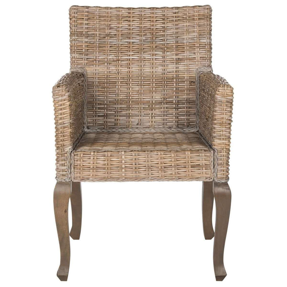 Armando 18"H Artisan Woven Rattan Dining Chair Set of 2 with Elegant Cabriole Legs for Style