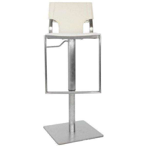 Armondo Gas Lift Swivel Bar Stool - Contemporary White Leather Design with Sleek Stainless Steel Base